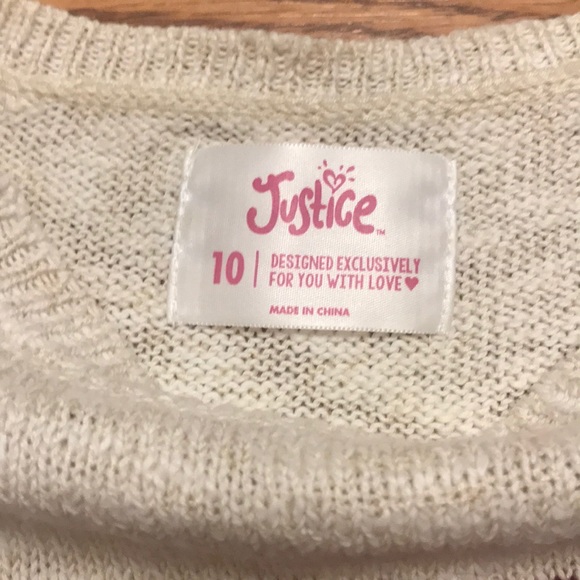 Justice Oatmeal Colored Owl Sweater - Picture 2 of 5